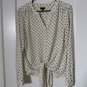 Polka Dot Blouse - Cream and Blue